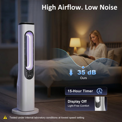 Bladeless Tower Fan, 35dB Standing Cooling Fan with 50° Oscillating