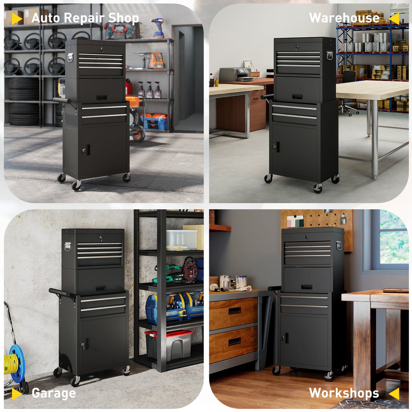 Tool Cabinet with 6 Drawers, 3-in-1 Rolling Tool Chest with Wheels