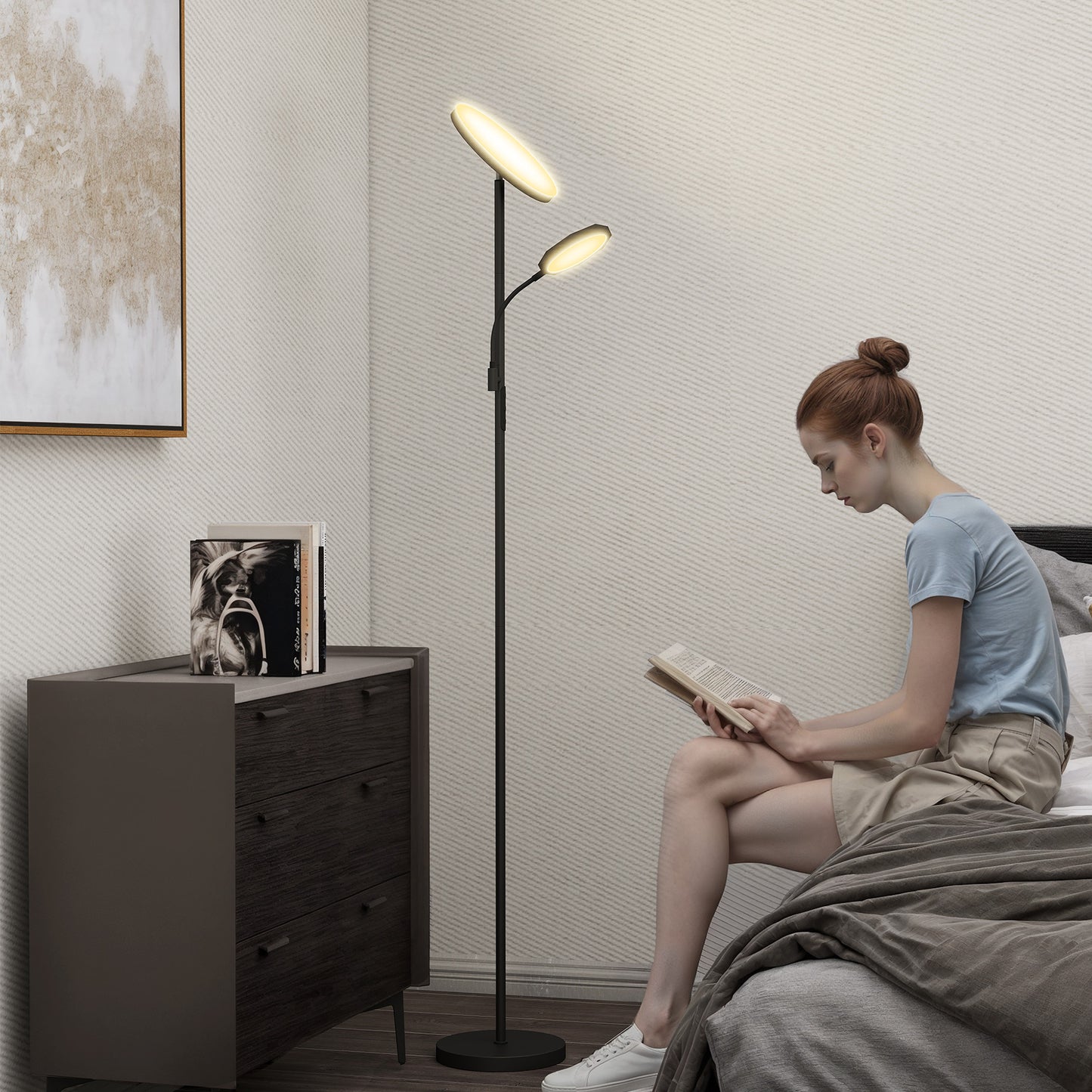 Floor Lamp for Living Room, Standing Lamp with 4 Scene Modes, Black