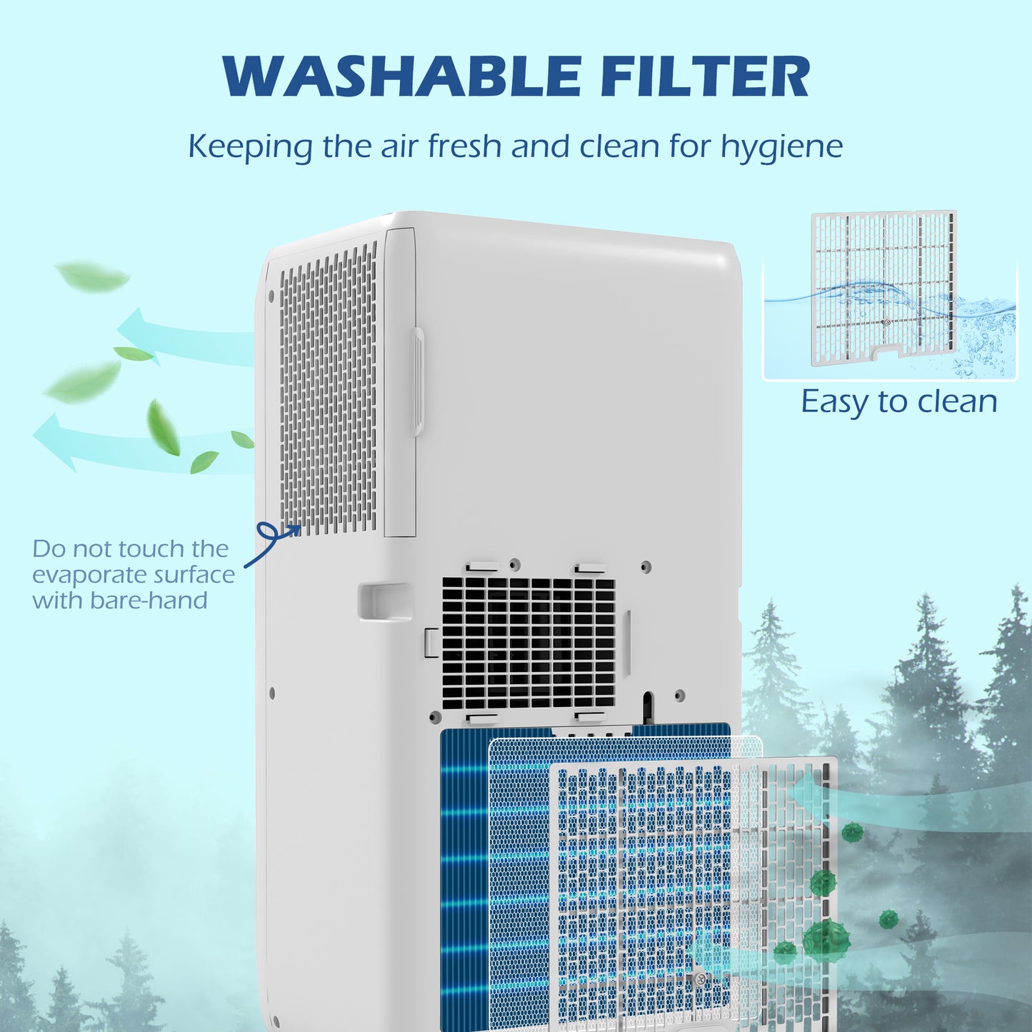 7,000 BTU Portable Air Conditioner with 26m², Dehumidifier, Timer