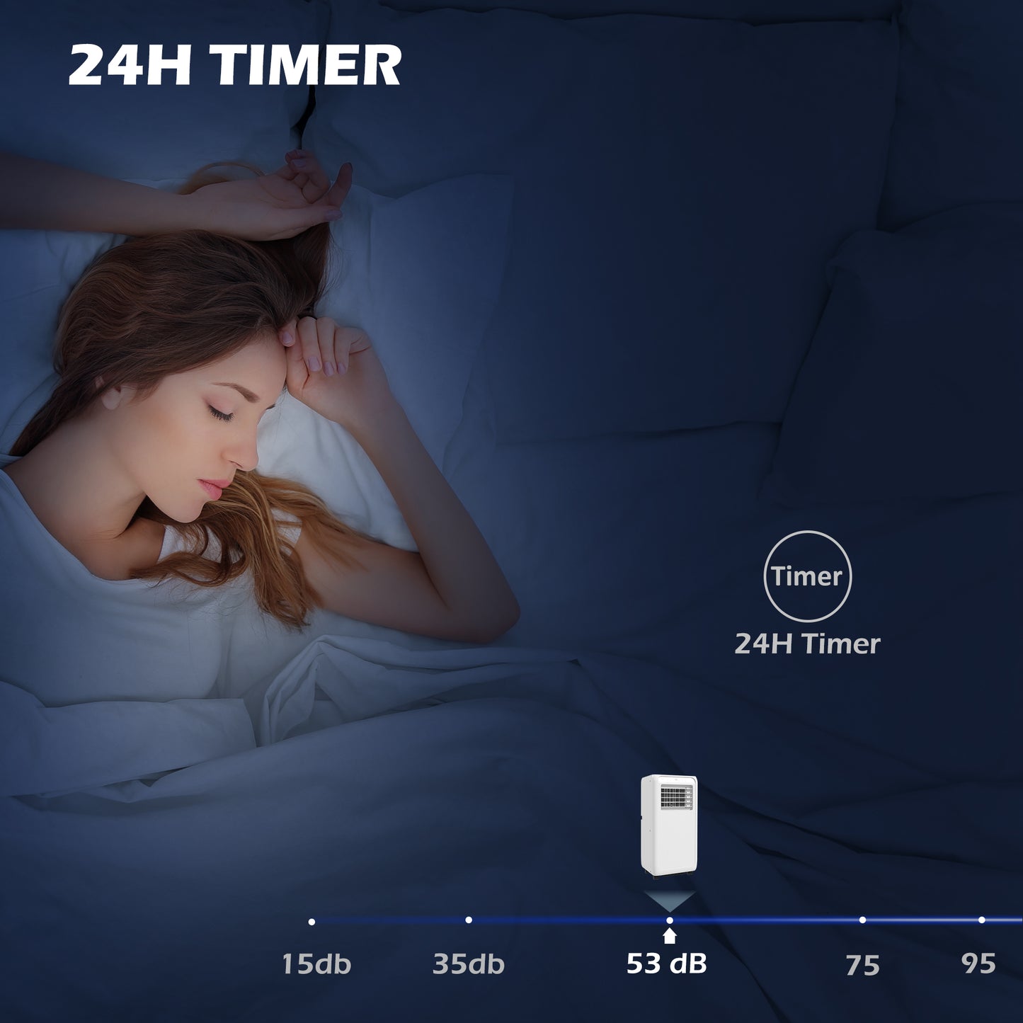 7,000 BTU Portable Air Conditioner with 26m², Dehumidifier, Timer