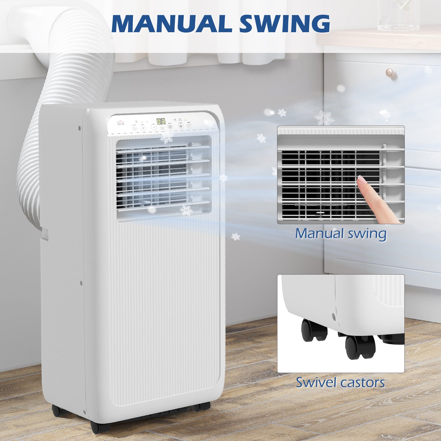 7,000 BTU Portable Air Conditioner with 26m², Dehumidifier, Timer