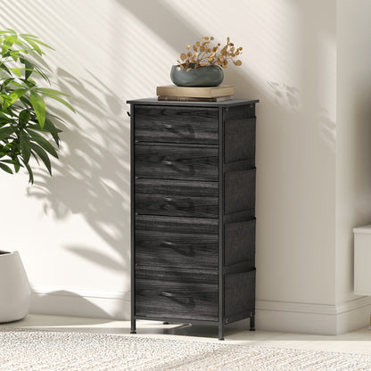 Fabric Chest of Drawers, 5 Drawer Dresser for Bedroom, Black