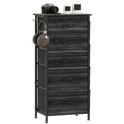Fabric Chest of Drawers, 5 Drawer Dresser for Bedroom, Black