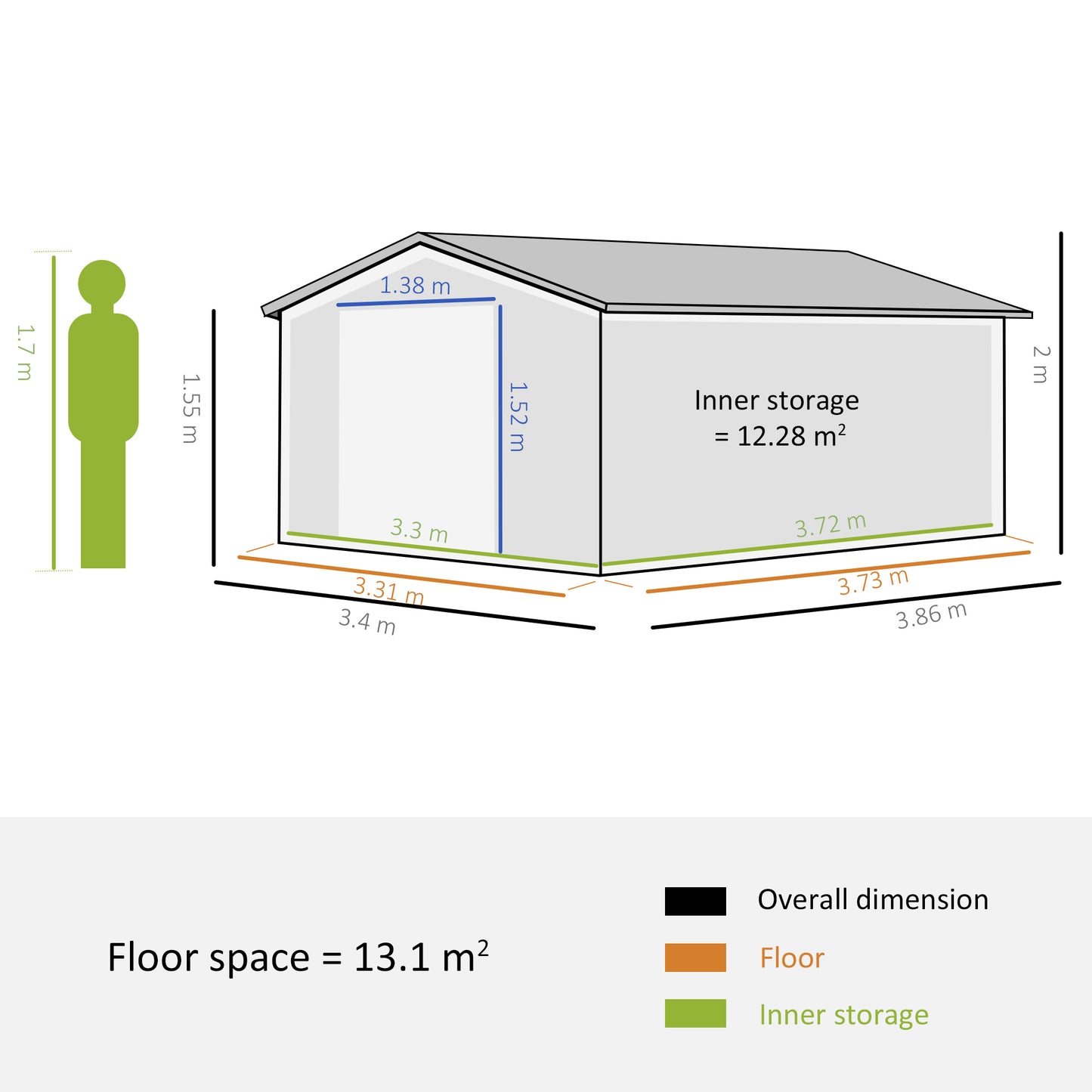 13 x 11ft Garden Metal Storage Shed Outdoor Storage Shed with Foundation Ventilation & Doors Brown
