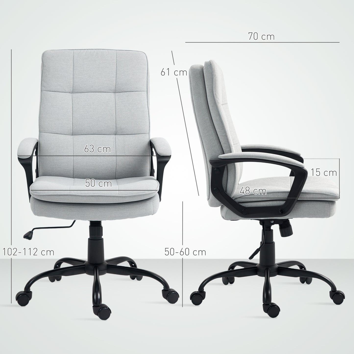 Office Chair, Computer Desk Chair with Dual-Layer Padding, Grey