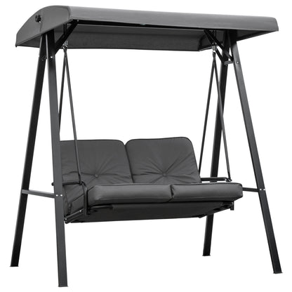 2 Seater Garden Outdoor Swing Chair Hammock w/ Adjustable Canopy Grey