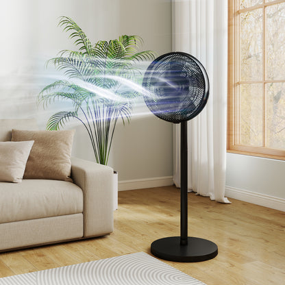 40 cm Standing Pedestal Fan, Quiet Electric Cooling Floor Fan, Black
