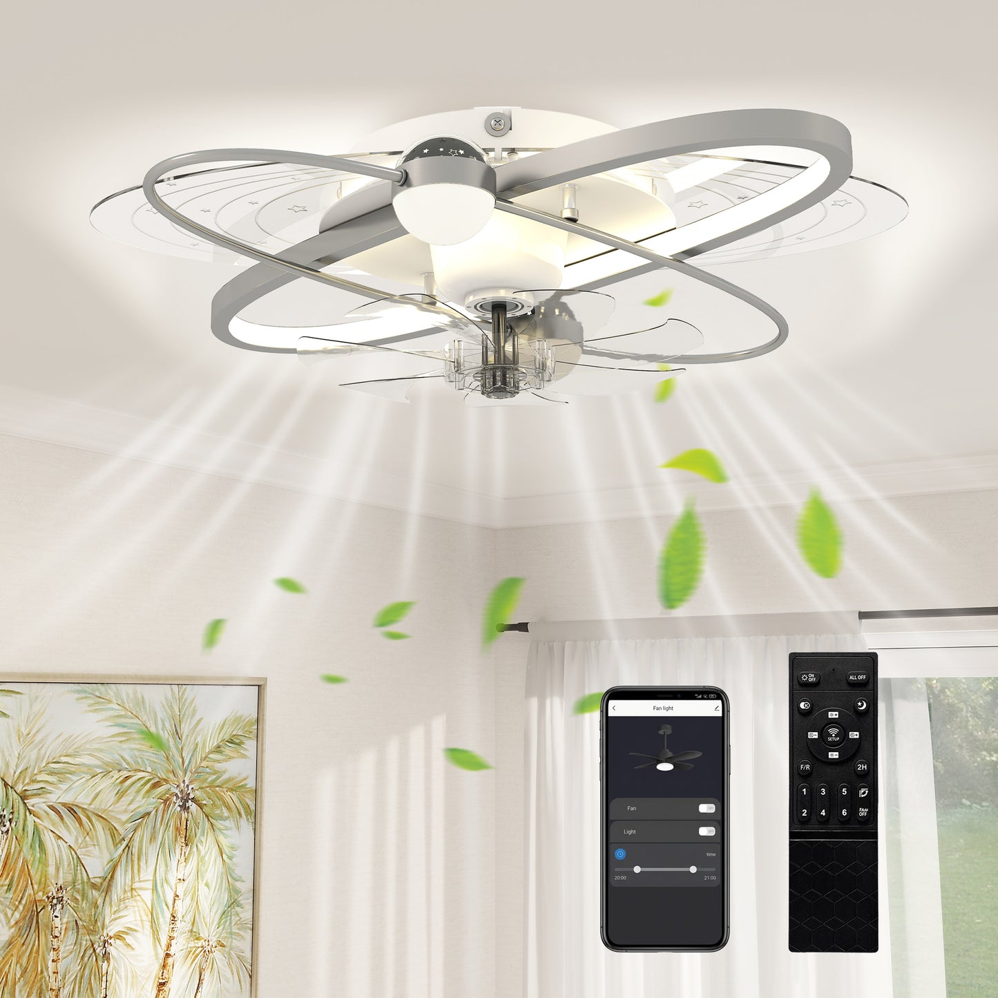 Ceiling Fan with Light and Remote & App Control LED Ceiling Fan Light