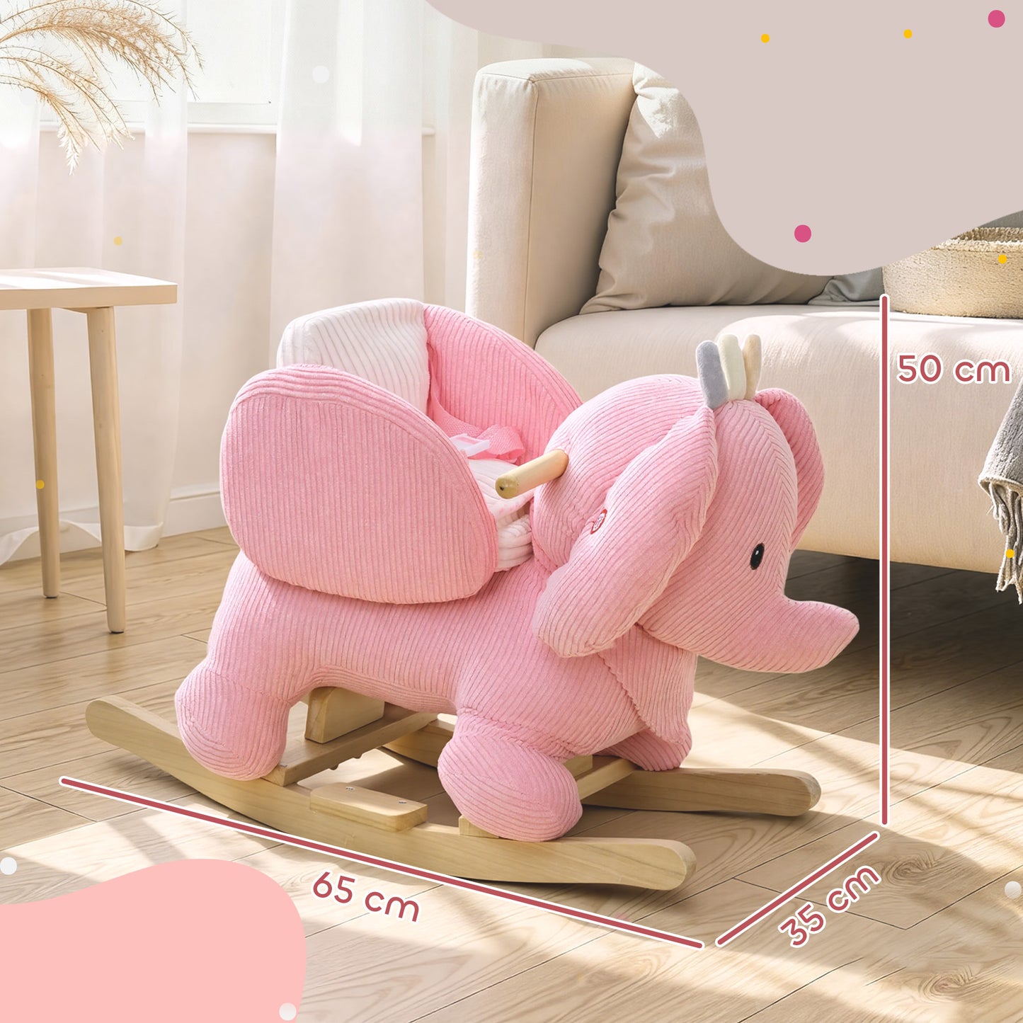 Kids Rocking Horse, Baby Ride on Rocker with Safety Belt, Pink