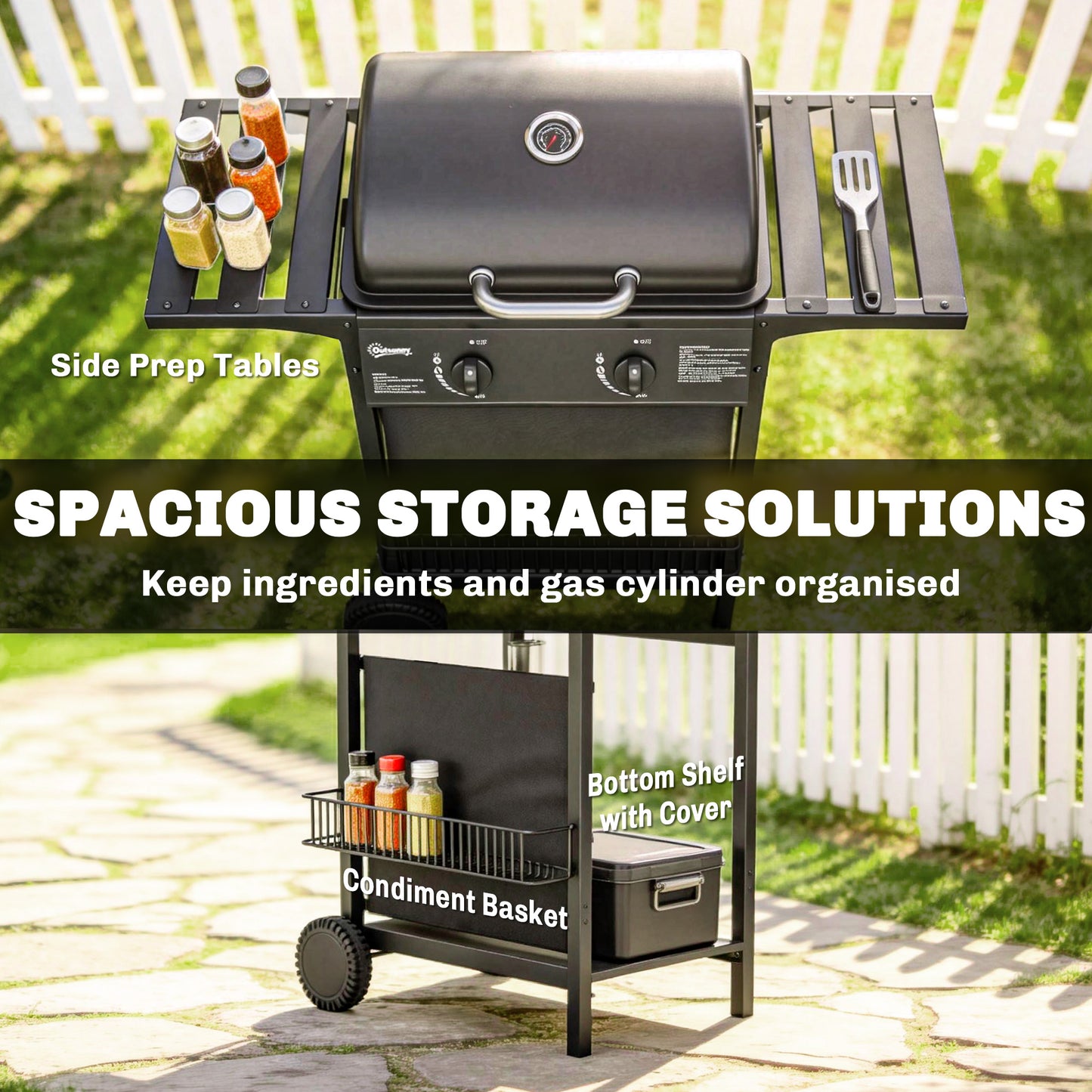 Gas Burner Barbecue Grill, Garden BBQ Grill with Warming Rack