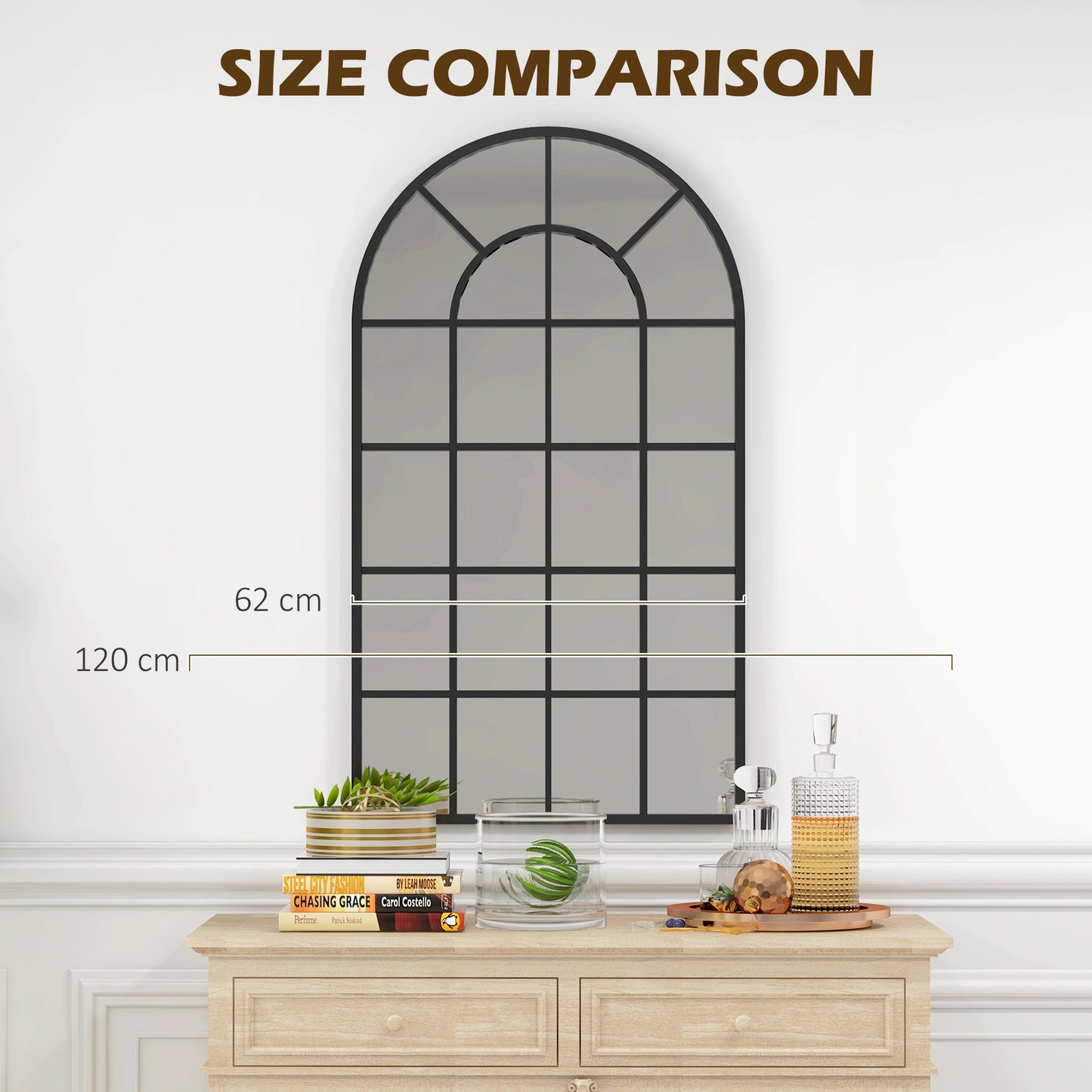 Arched Decorative Wall Mirror for Bedroom Living Room, Modern Window Bathroom Mirror for Home Decor