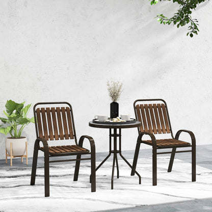 Stackable Patio Bistro Set, 3 Pieces Garden Furniture Set, Brown