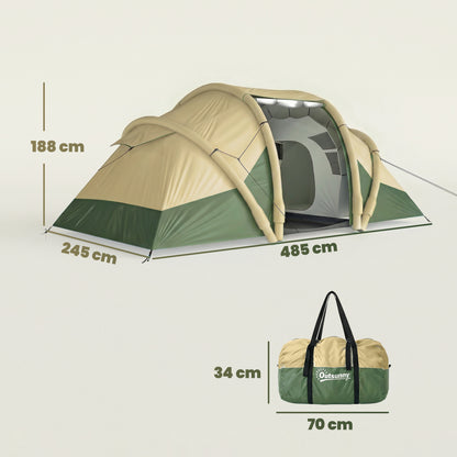 Inflatable Tent 3000mm Waterproof for 4 Person, Green