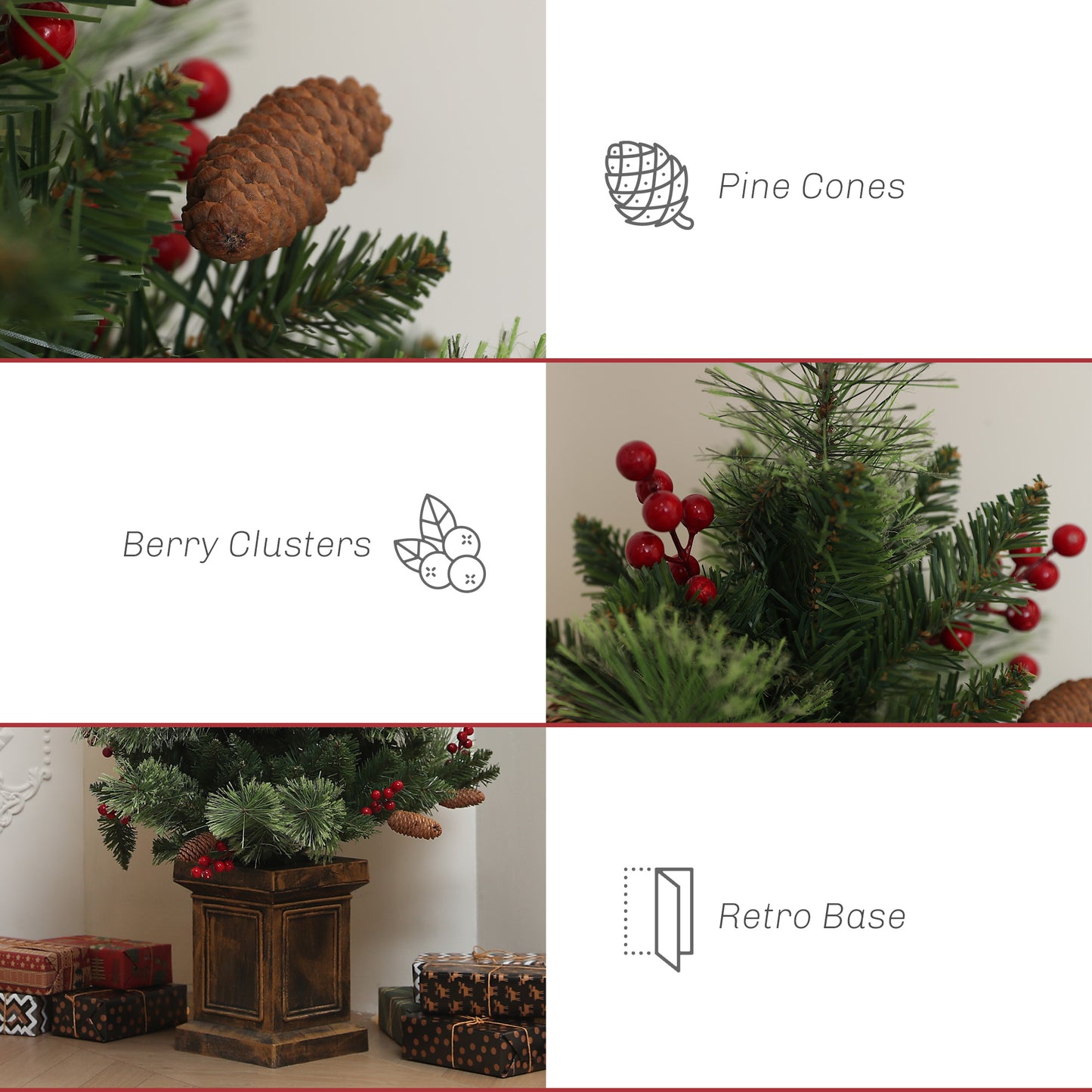 1.2m Prelit Christmas Tree with 100 Warm White LED Lights and 8 Modes