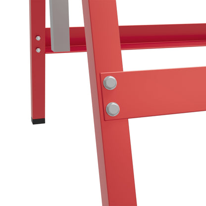 Set Of 2 Steel Saw Horses Telescopic Builders Work Bench Folding Red