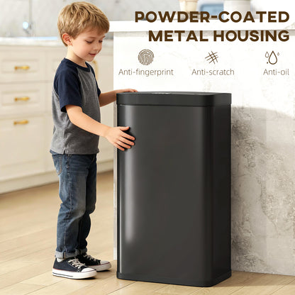 45L Sensor Bin, Metal Kitchen Bin with Automatic Close, Black