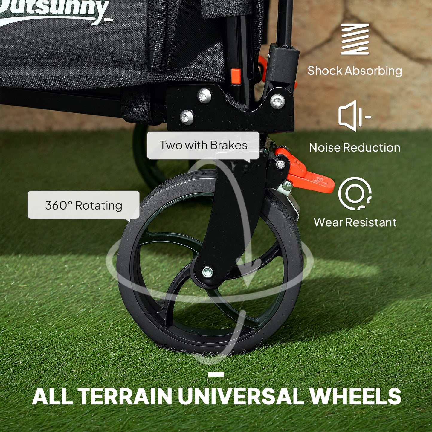 Folding Trolley on Wheels, Garden Cart with Openable Sides, Black
