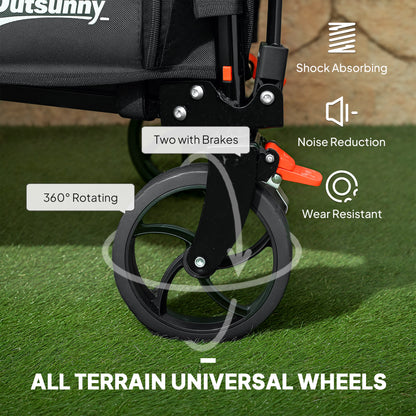 Folding Trolley on Wheels, Garden Cart with Openable Sides, Black
