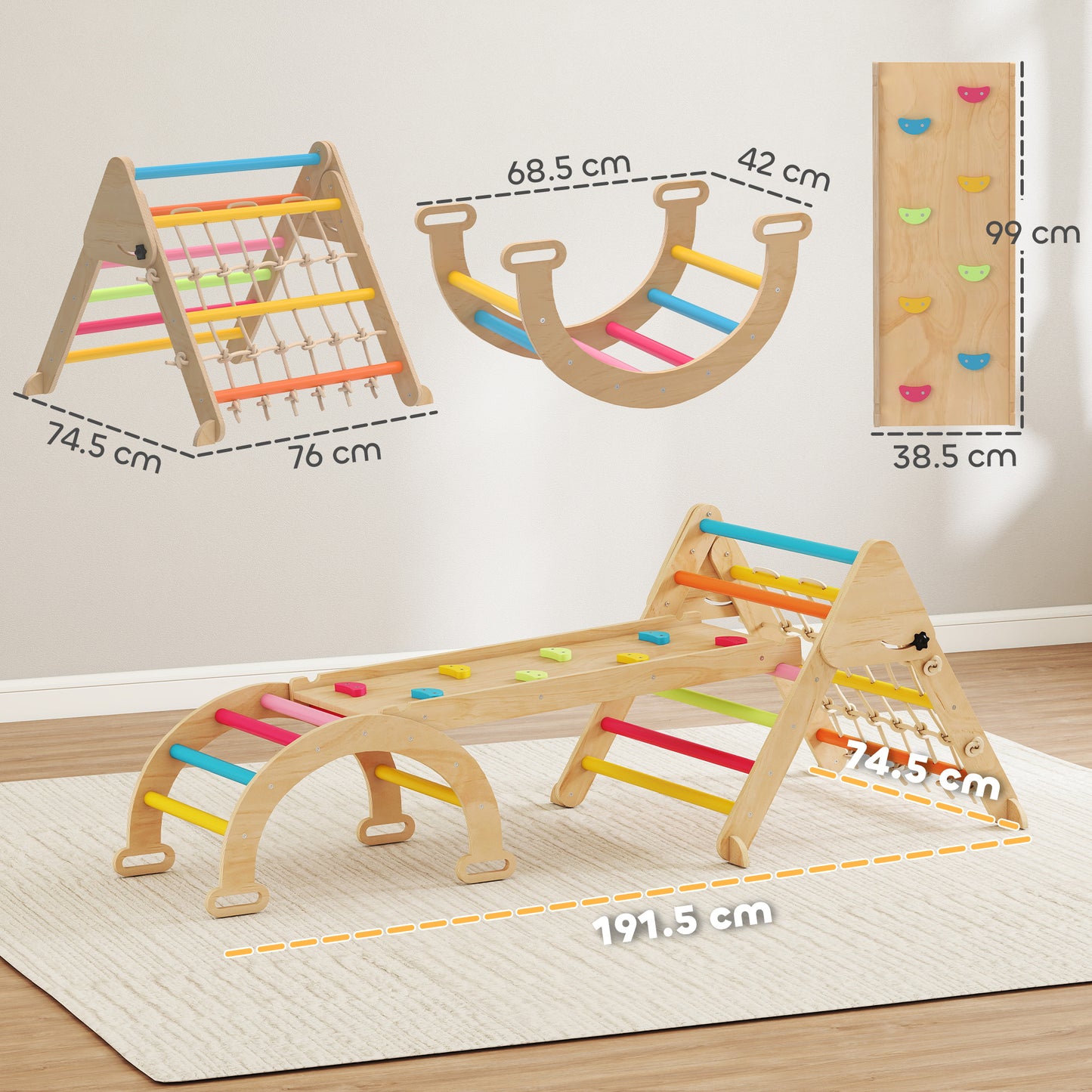 8-in-1 Toddler Climbing Frame, Play Triangle Set, Multicolour