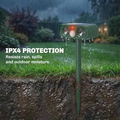 Cat Repellent for Gardens UK, Solar Ultrasonic Fox Cat Deterrent for Gardens UK, PIR Motion Sensor 110°, IPX4 Waterproof Animal Repeller Scarer for Squirrels, Dogs, Moles, Birds