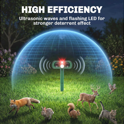 Cat Repellent for Gardens UK, Solar Ultrasonic Fox Cat Deterrent for Gardens UK, PIR Motion Sensor 110°, IPX4 Waterproof Animal Repeller Scarer for Squirrels, Dogs, Moles, Birds