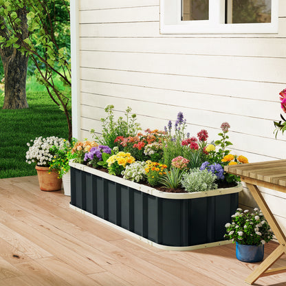 Galvanised Raised Garden Bed with Gloves, Dark Grey