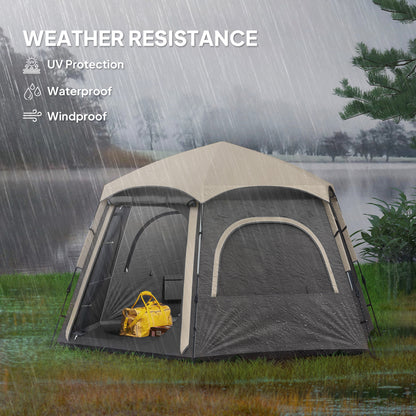 Instant Camping Tent, 4 Person Easy Setup Dome Tent, Dark Grey
