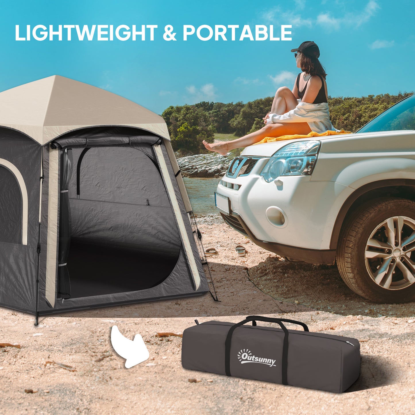 Instant Camping Tent, 4 Person Easy Setup Dome Tent, Dark Grey