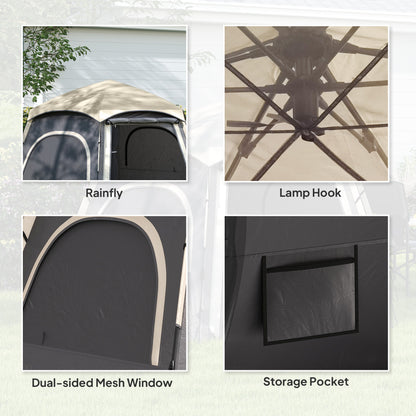 Instant Camping Tent, 4 Person Easy Setup Dome Tent, Dark Grey