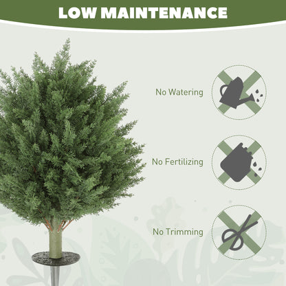60 cm Artificial Cypress Tree with Ground Stake, Set of 2, Green