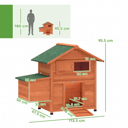 Chicken Coop, Wooden Hen House with Nesting Box, Pull-Out Tray