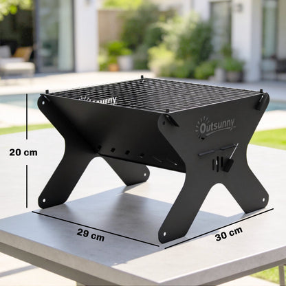 2-In-1 Portable BBQ Grill and Camping Fire Pit with Gloves