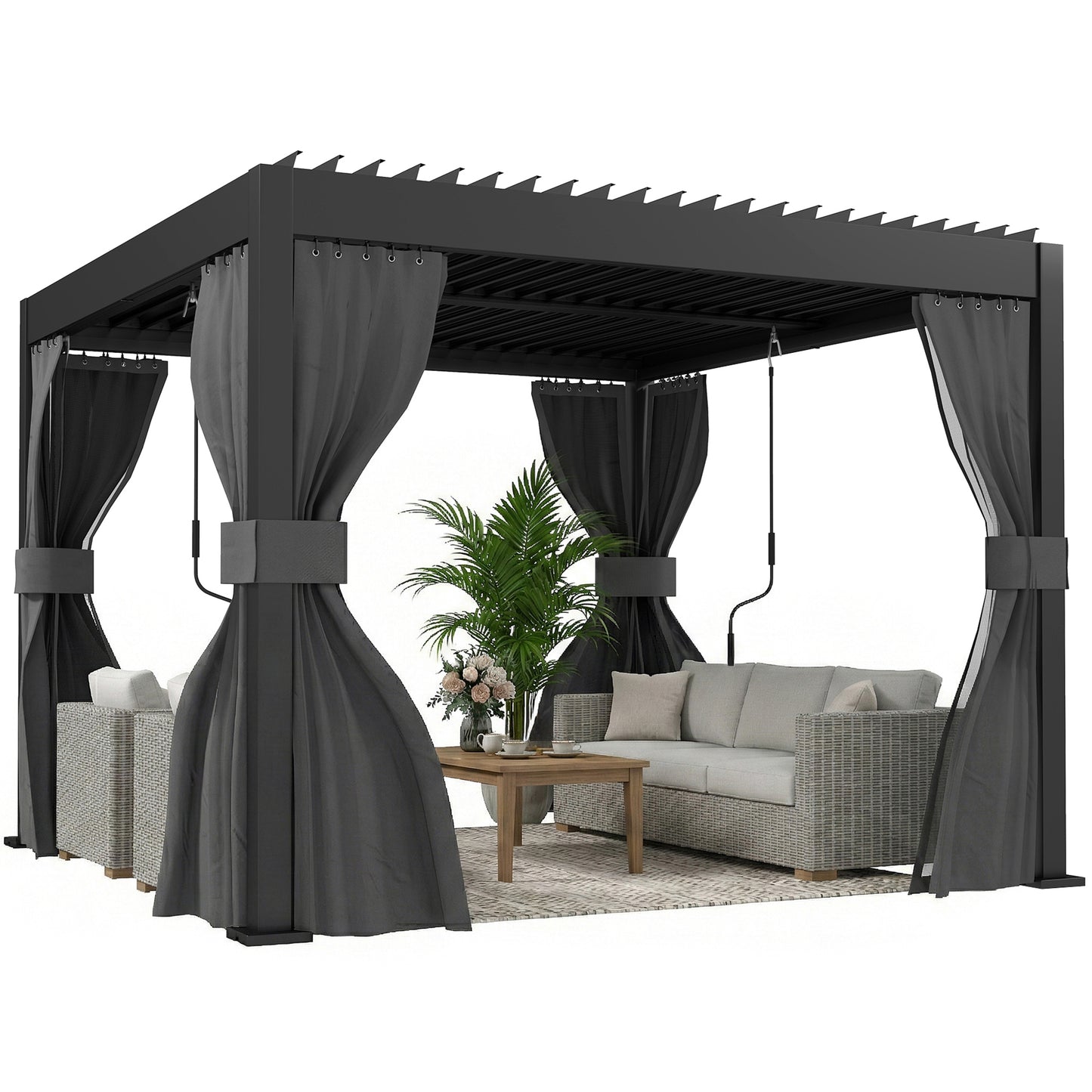 3 x 3 m Louvered Pergola with Metal Louvred Roof, Aluminium Frame
