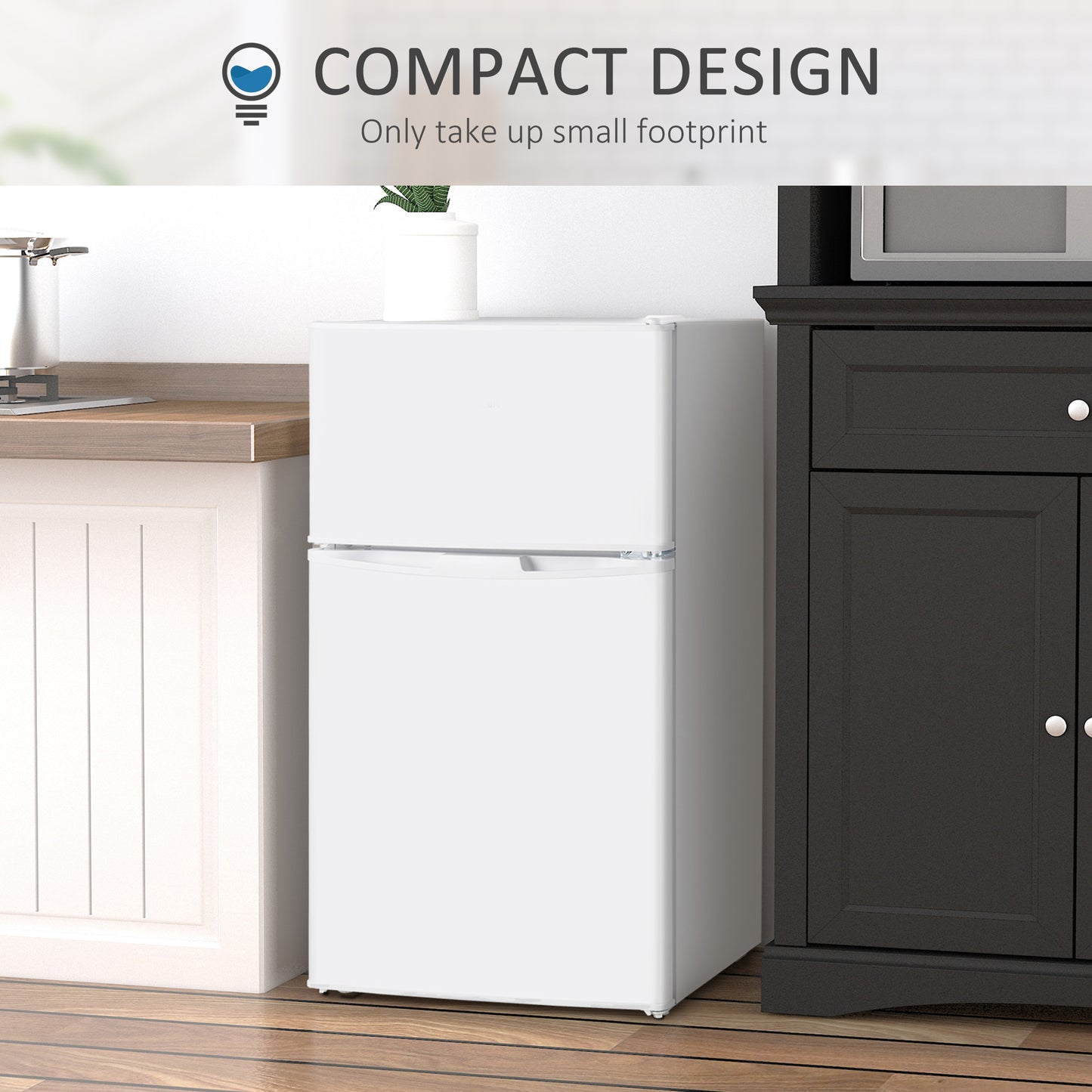 88L Small Fridge Freezer with 5-Setting Thermostat, Inner Light