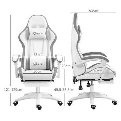 Racing Style Gaming Chair with Reclining Function Footrest, Grey