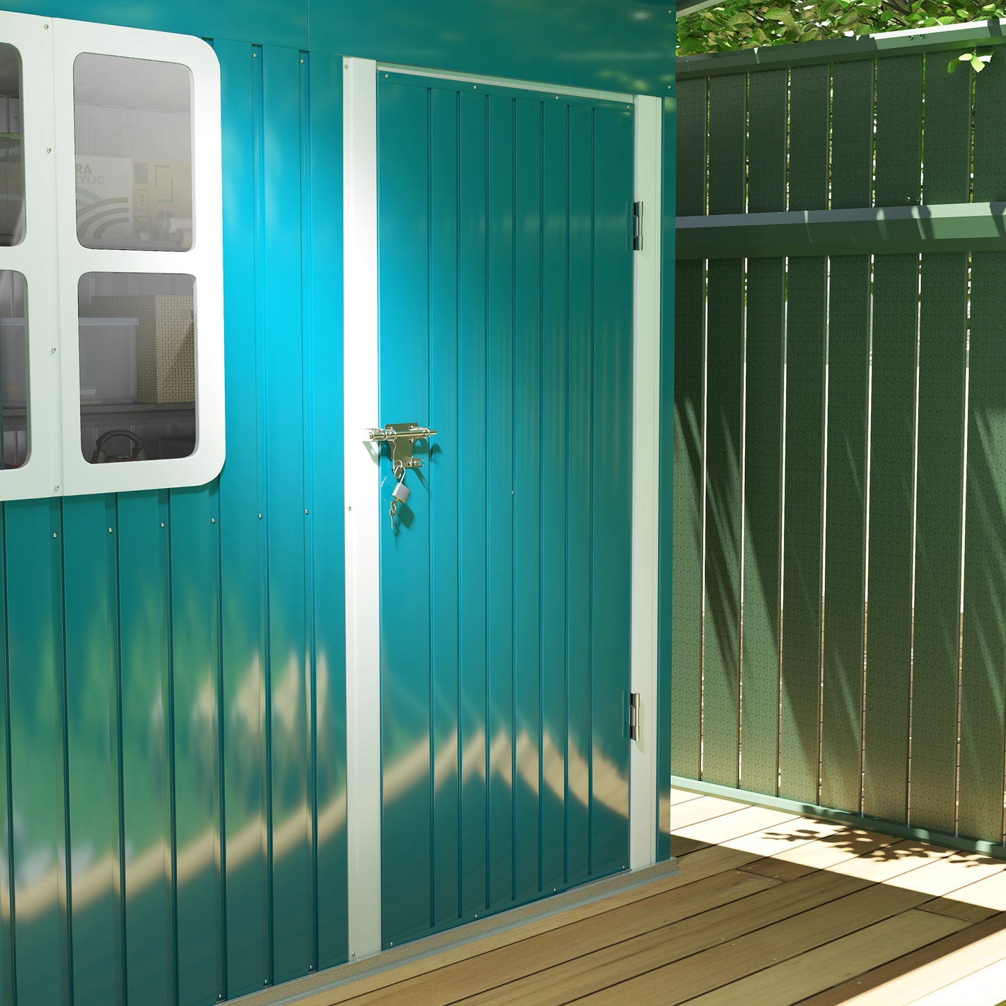 7 x 4ft Galvanised Steel Garden Shed with Foundation Kit, Green