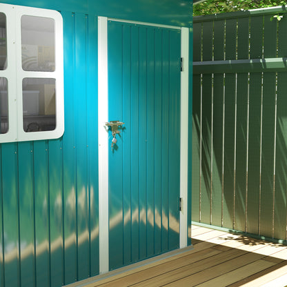 7 x 4ft Galvanised Steel Garden Shed with Foundation Kit, Green