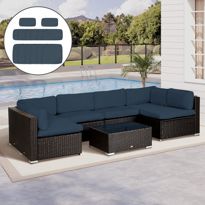 Garden Rattan Sofa Set Polyester Cover Replacement No Cushion Blue