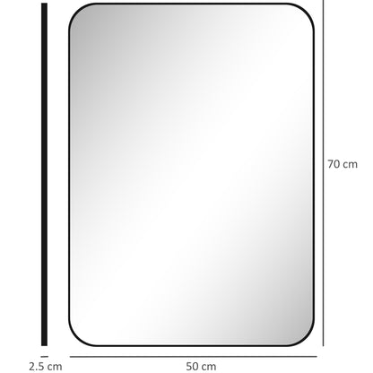 Rectangle Mirror, Wall Mirror with Steel Frame for Bathroom, Black