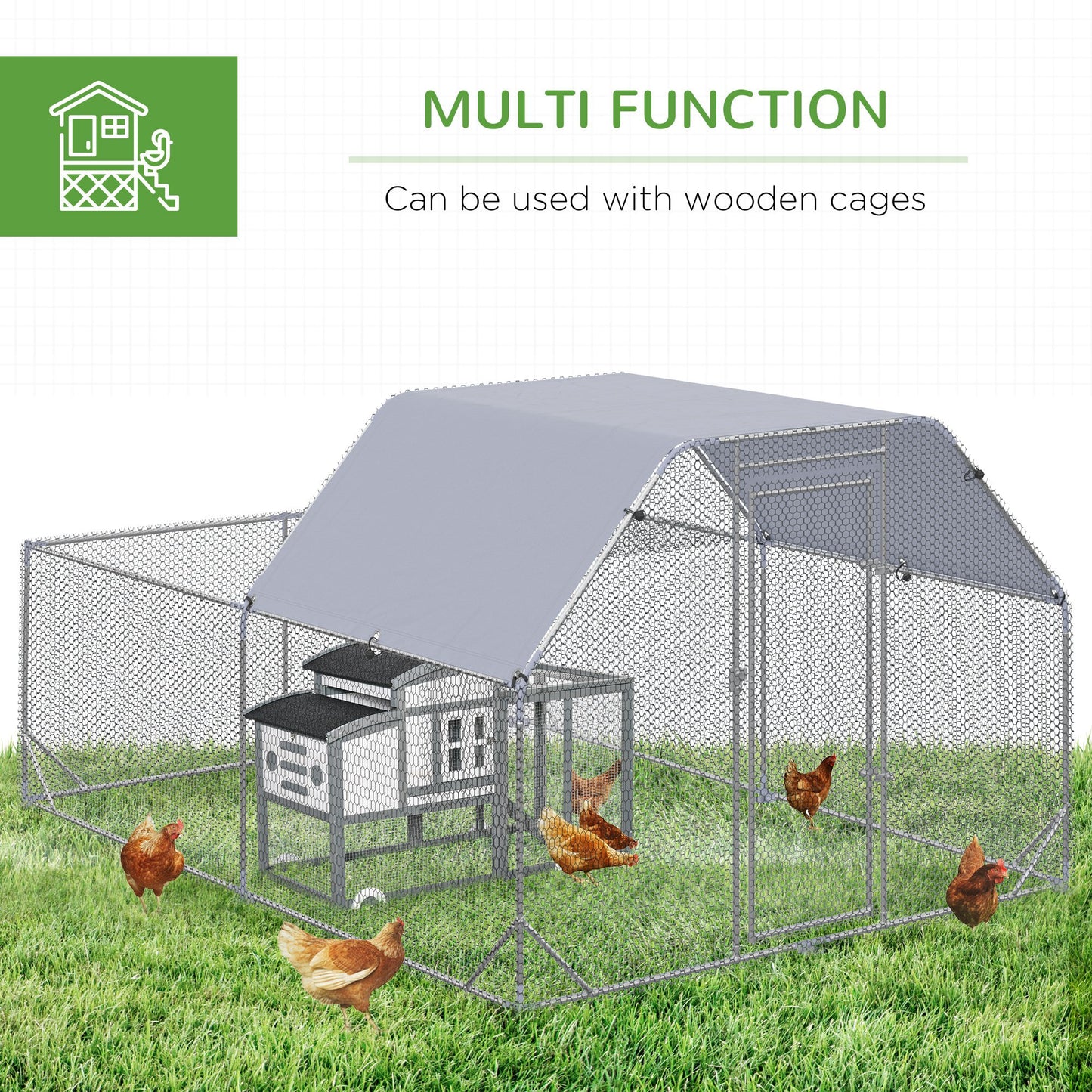 Rabbit Cage with Water Bottle, Wheels, Plastic Slide-Out Tray - Dark Grey