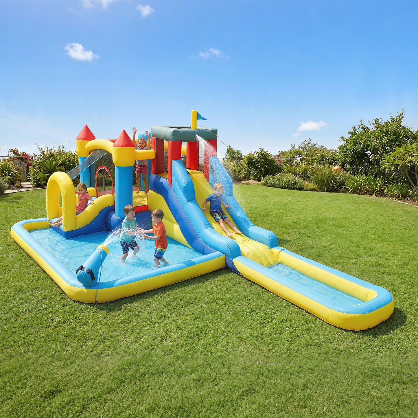 Inflatable Bouncy Castle, Water Bounce House 6 in 1 with Blower