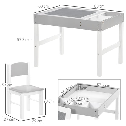 kids Table and Chair Set 2 in 1 Activity Play Table for Bricks w/Storage