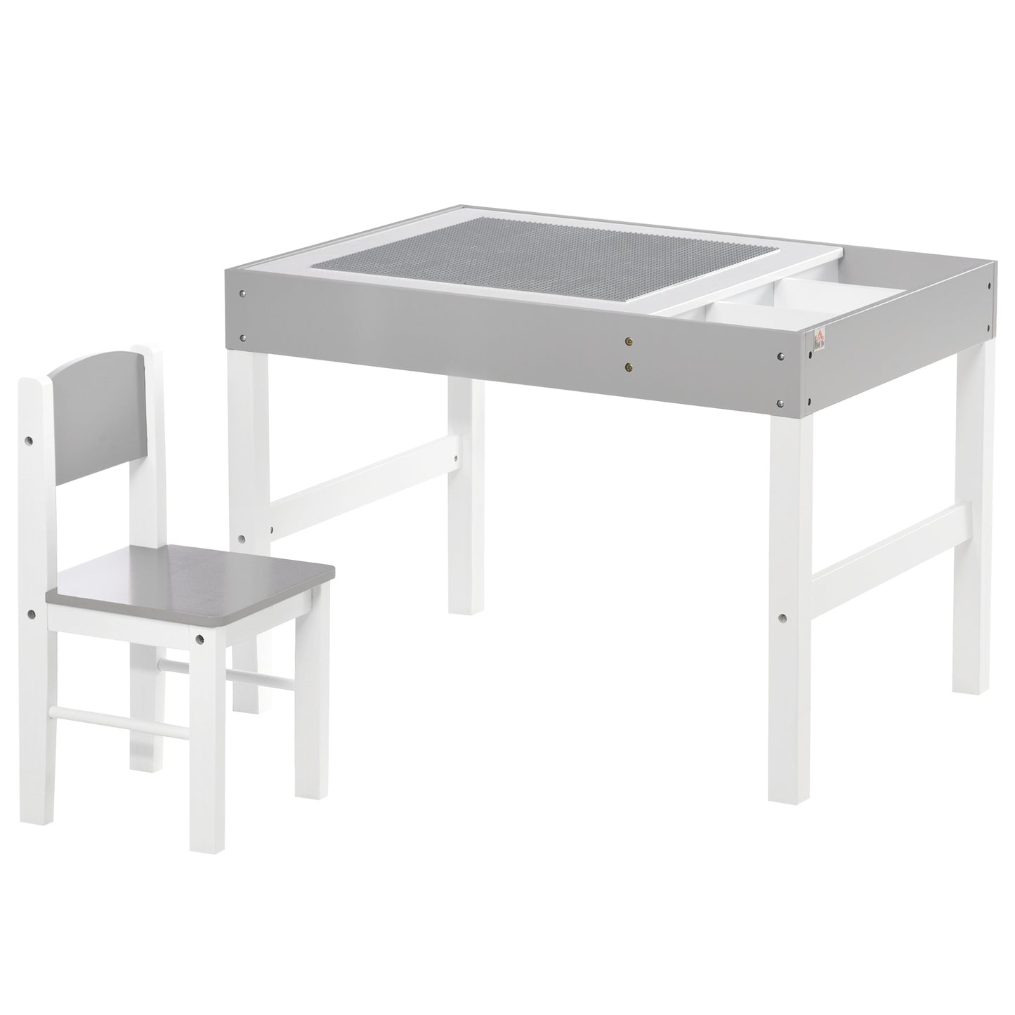 kids Table and Chair Set 2 in 1 Activity Play Table for Bricks w/Storage