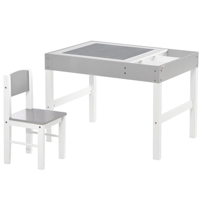 kids Table and Chair Set 2 in 1 Activity Play Table for Bricks w/Storage