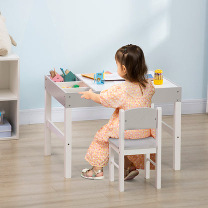 kids Table and Chair Set 2 in 1 Activity Play Table for Bricks w/Storage