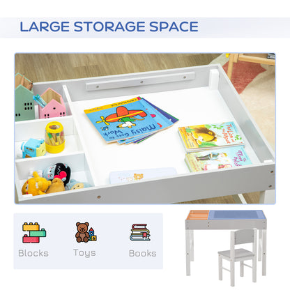 kids Table and Chair Set 2 in 1 Activity Play Table for Bricks w/Storage