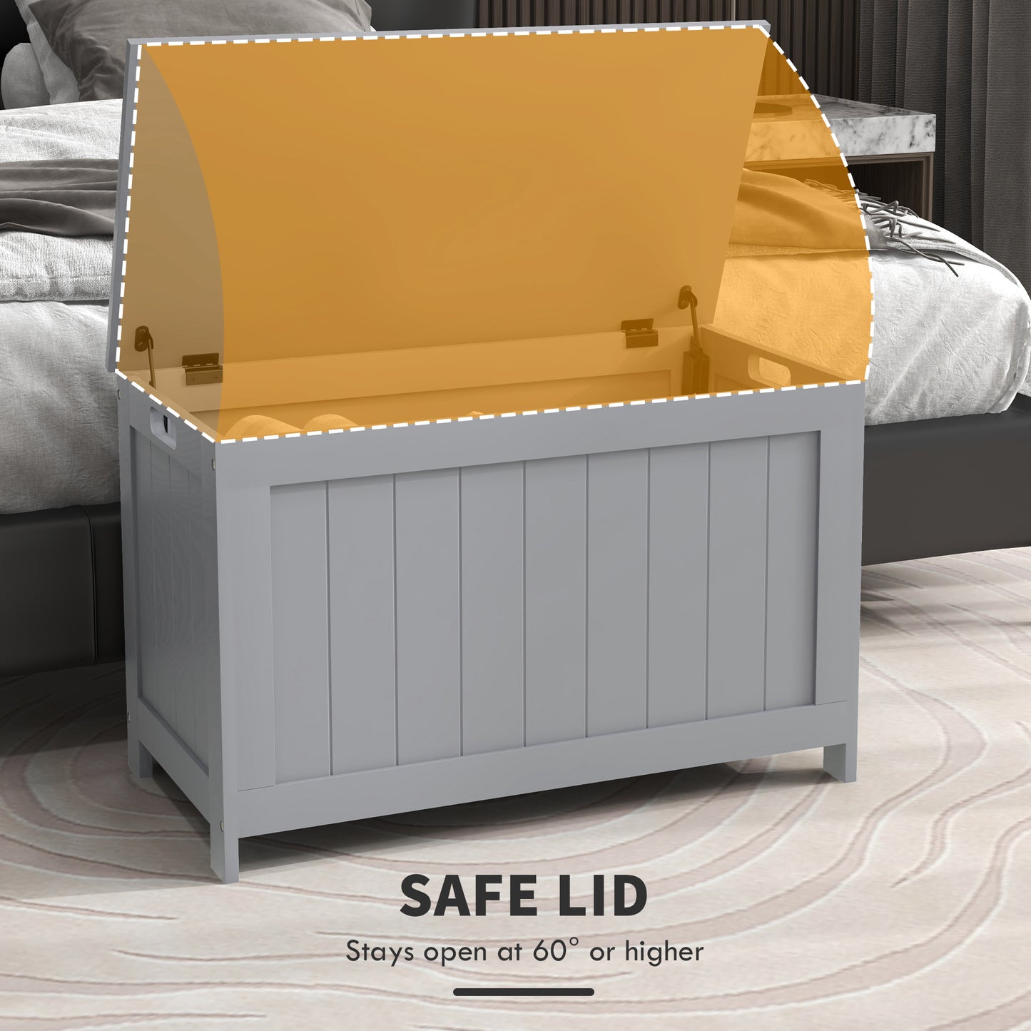 Storage Chest with 2 Safety Hinges, Storage Bench for Living Room