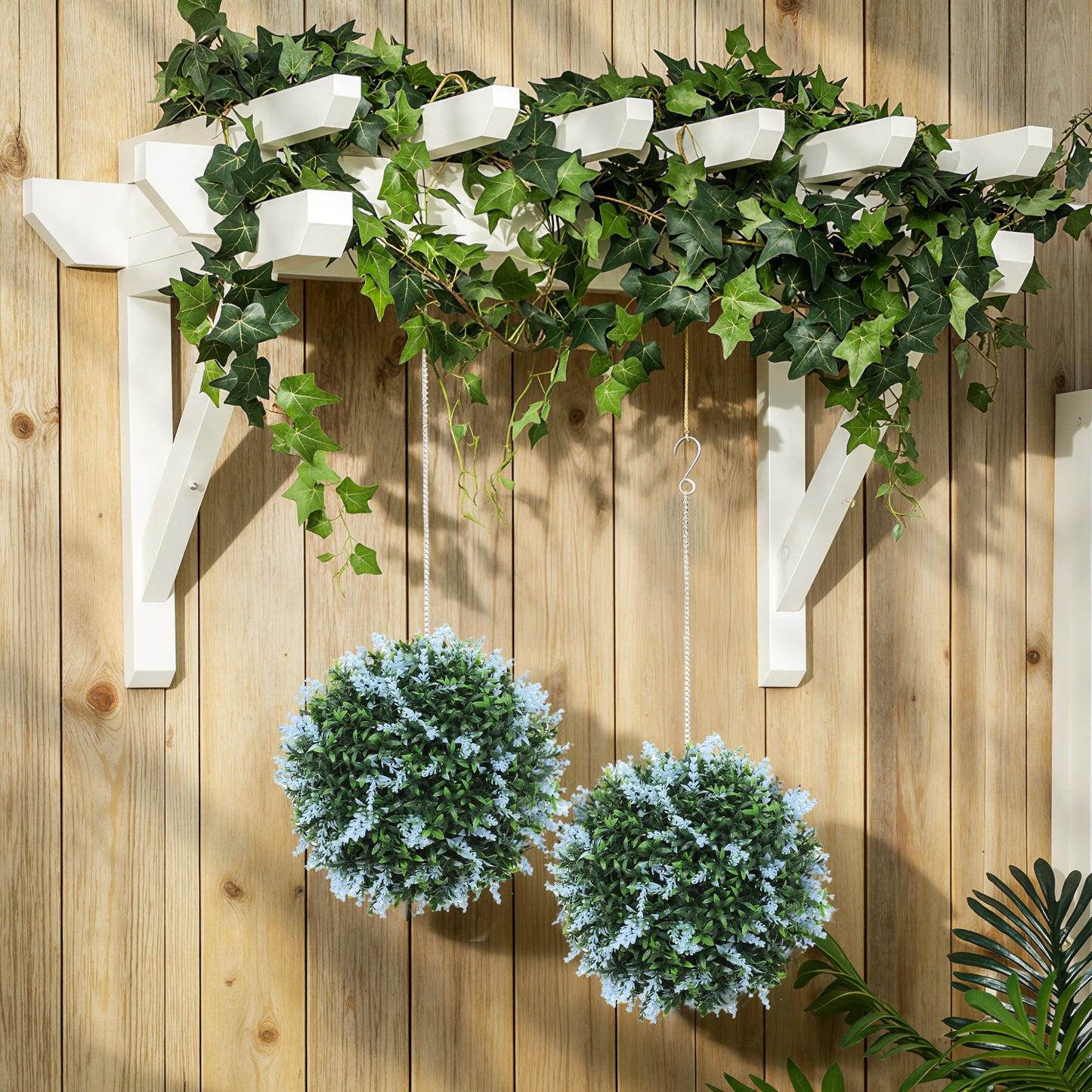 Set of 2 Artificial Plant Topiary Balls, Faux Plants, Blue