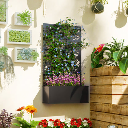 Metal Raised Garden Bed with Trellis, Outdoor Elevated Planter Box